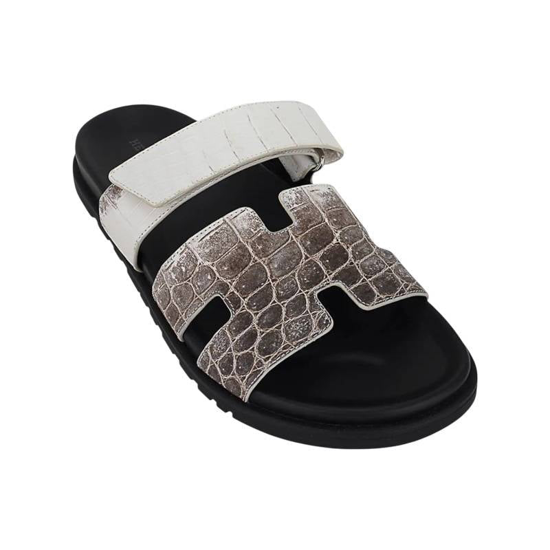 Hermes Himalaya Crocodile Chypre Slingback Flat Sandals