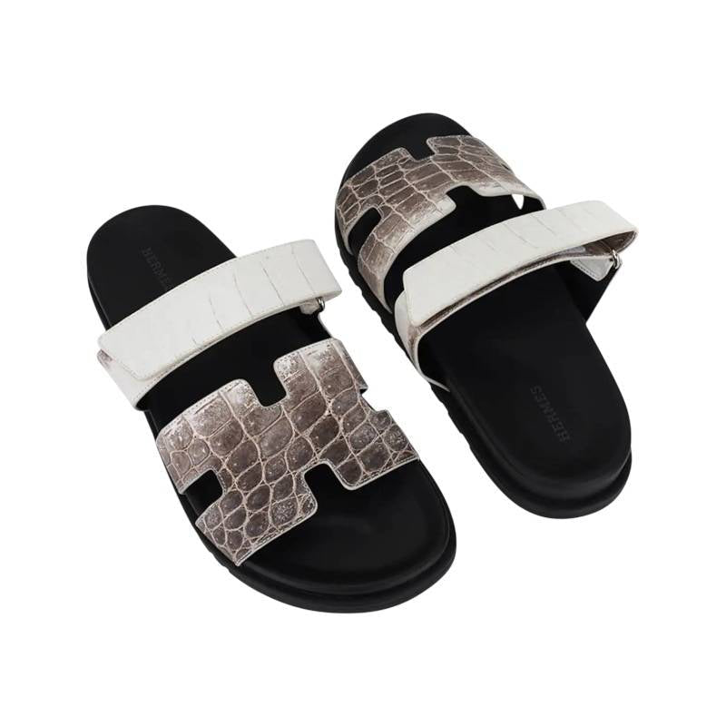 Hermes Himalaya Crocodile Chypre Slingback Flat Sandals