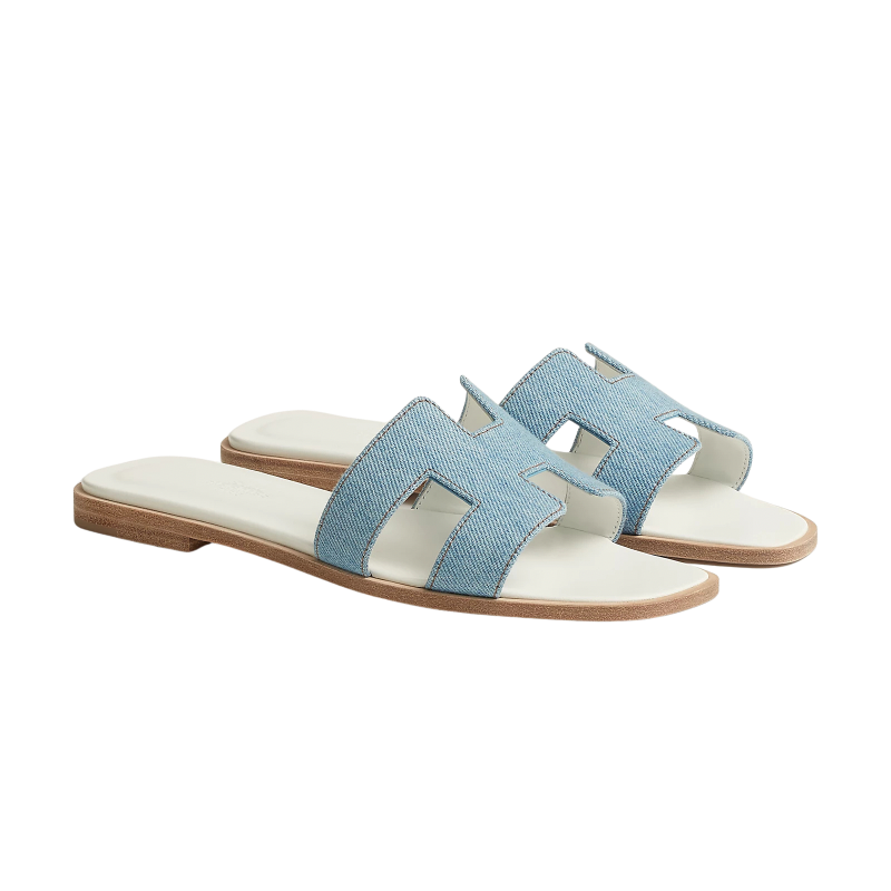 Hermes Oran Bleu Sandal Clair