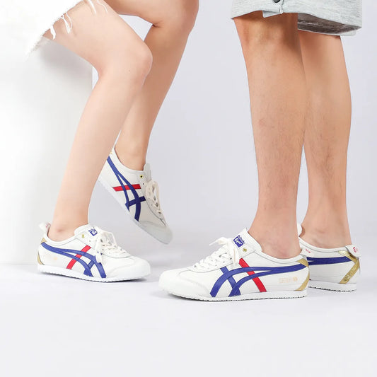 Onitsuka Tiger Mexico 66 White Blue Red Metallic Gold Sneakers