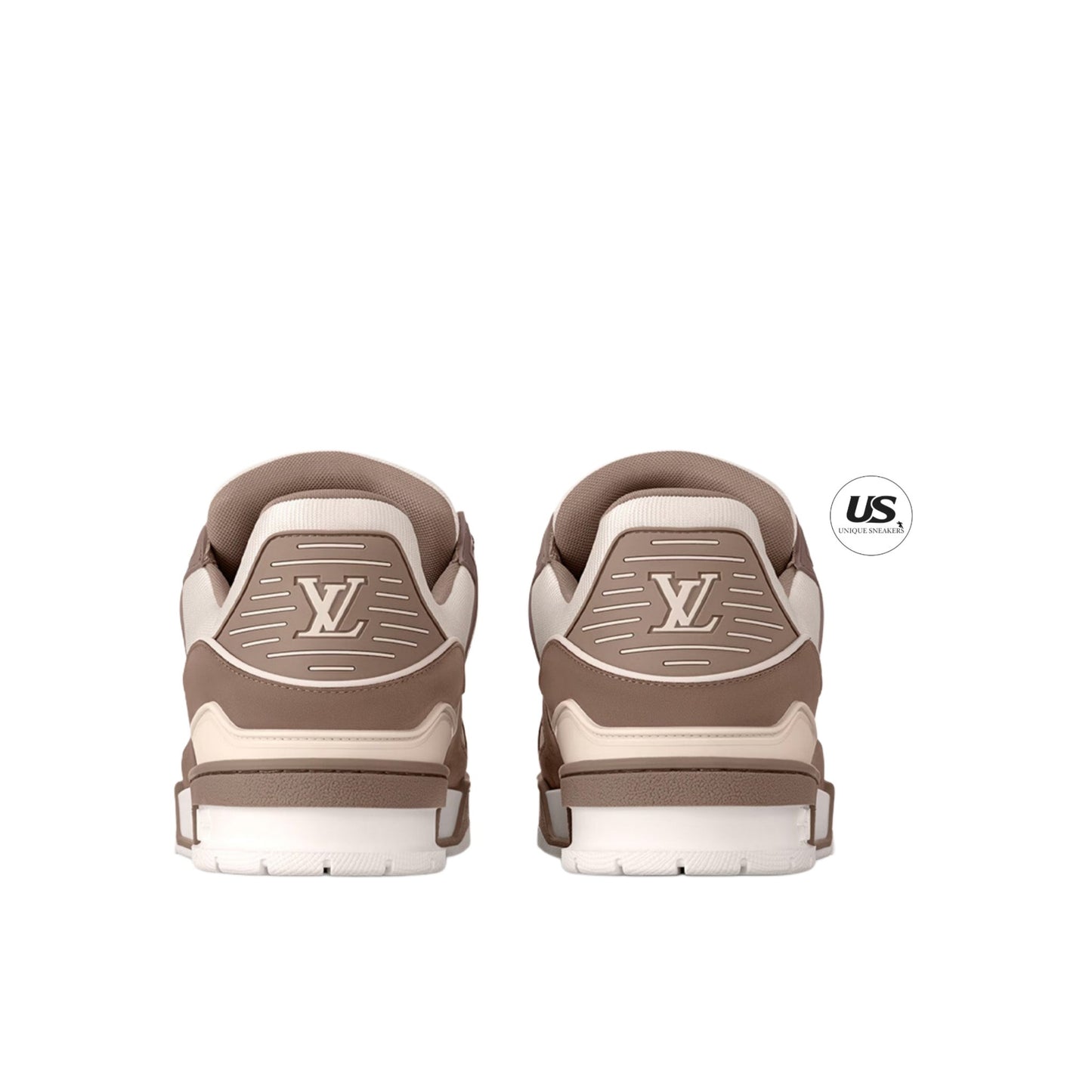 Louis Vuitton LV Trainers Nubuck Grained Calf Leather Taupe Brown Sneaker