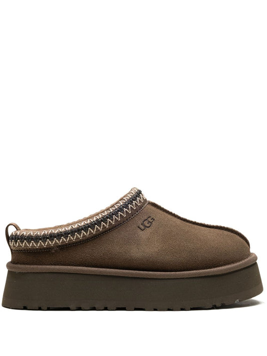 UGG Tazz Dark Brown Contrast Stitch Slippers_Unique Store