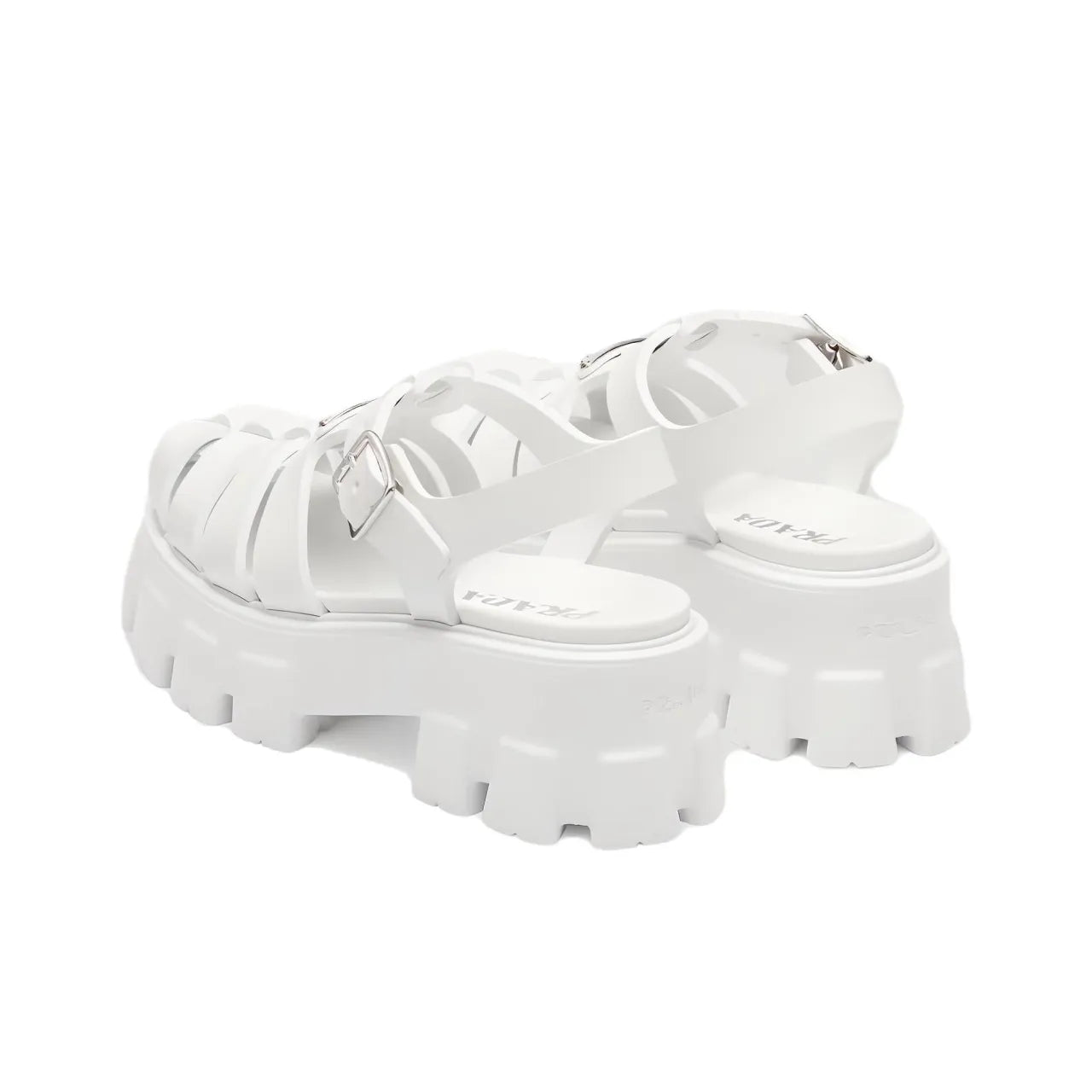 PRADA Monolith Roman White Sandals
