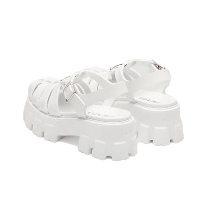PRADA Monolith Roman White Sandals