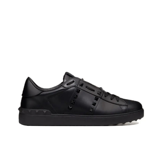 Valentino Garavani Black In Calfskin Leather With Black Tonal Studs Sneakers_Unique Store