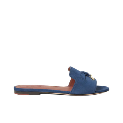 Loro Piana Summer Charms Light Navy Flat Mule_Unique Store