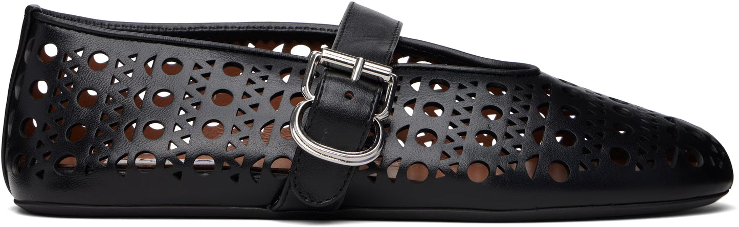 Alaia Black Vienne Lambskin Ballerina Flats