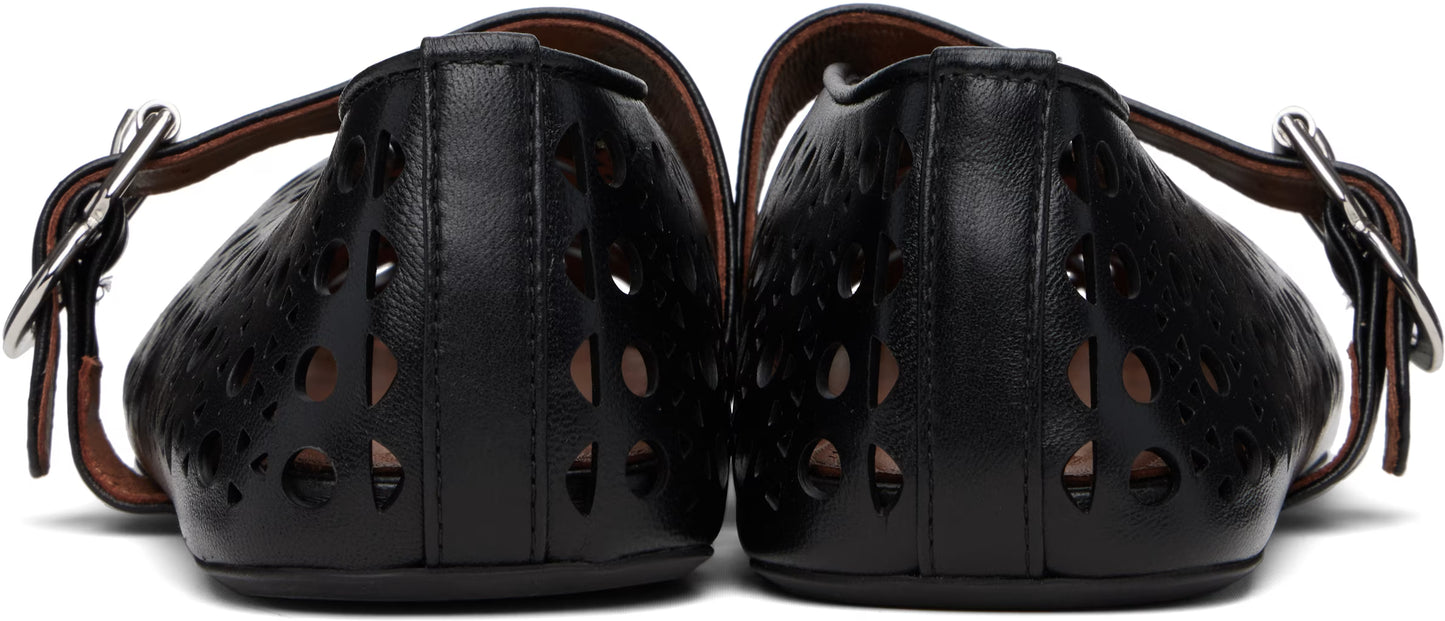 Alaia Black Vienne Lambskin Ballerina Flats