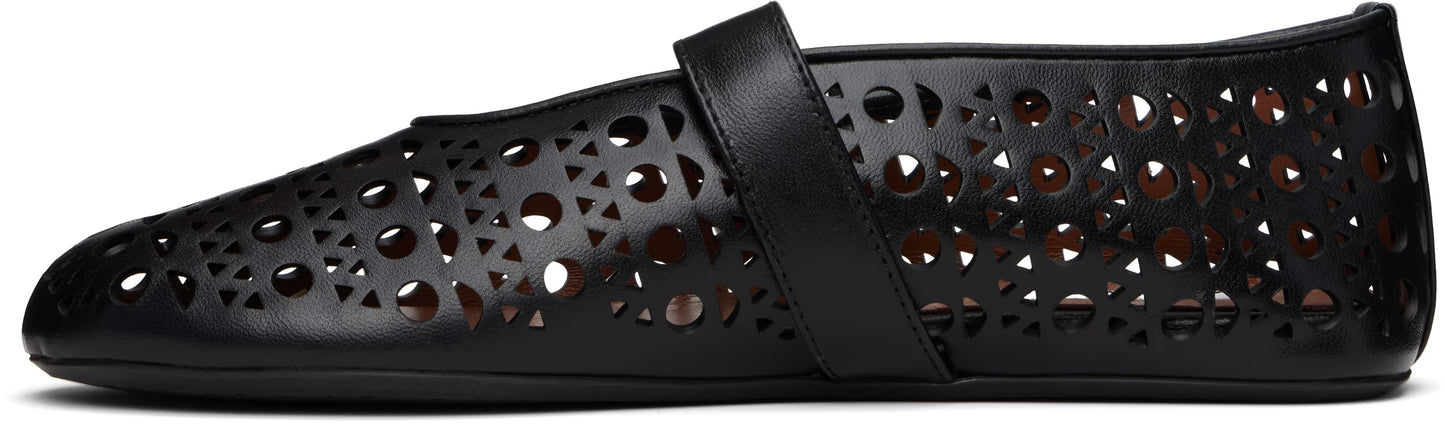 Alaia Black Vienne Lambskin Ballerina Flats