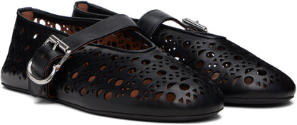 Alaia Black Vienne Lambskin Ballerina Flats