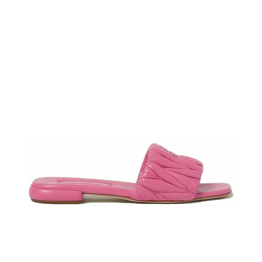 Miu Miu matelassé Pink leather sandals_Unique Store