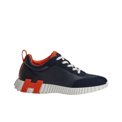 Hermès Bouncing Bleu Marine Orange Leather Sneakers_Unique Store