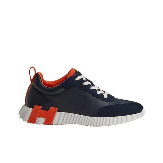 Hermès Bouncing Bleu Marine Orange Leather Sneakers_Unique Store