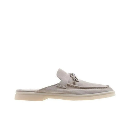 Loro Piana Suede Summer Gray Cut Mules_Unique Store
