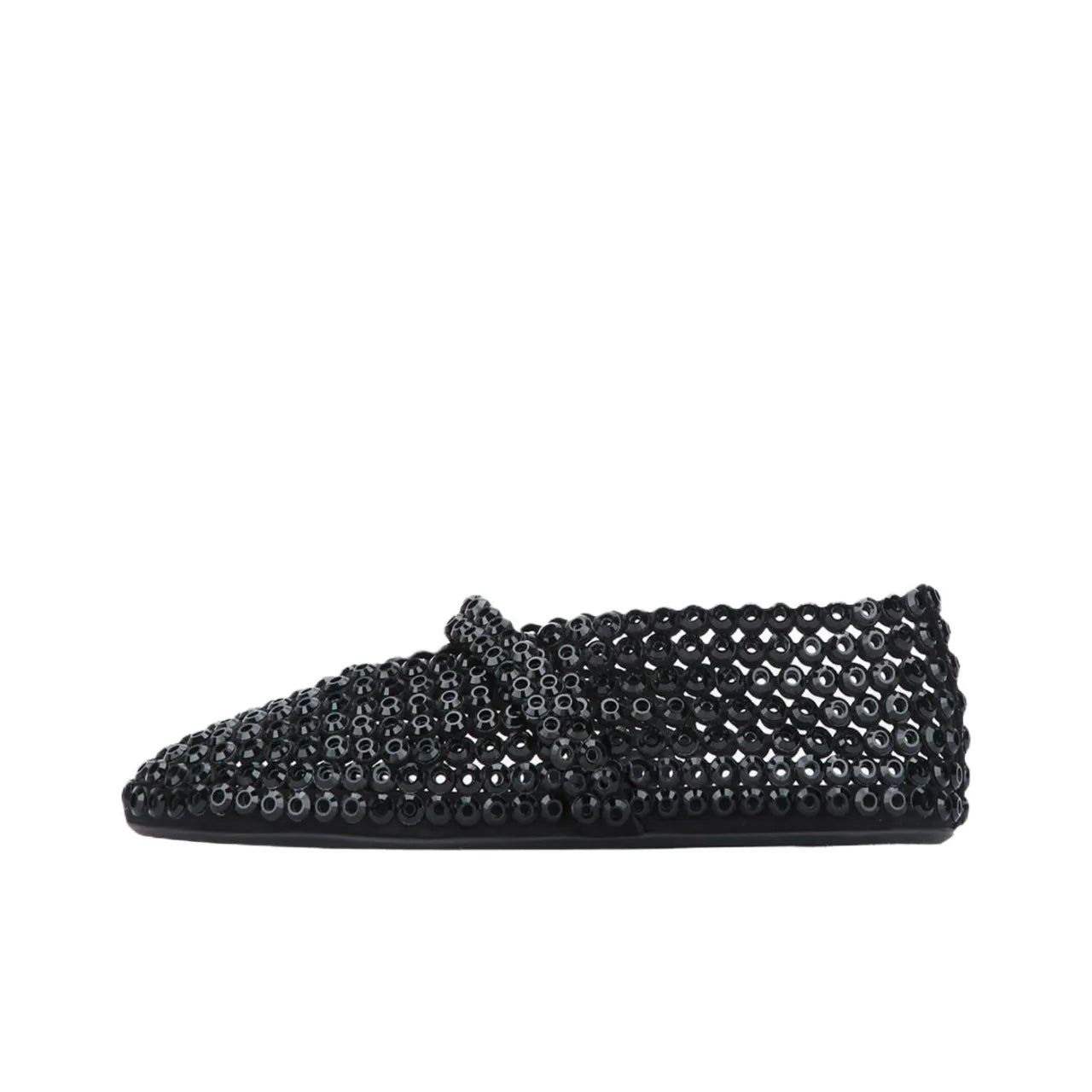 ALAïa Suede Glass-Embellished Ballet Black
