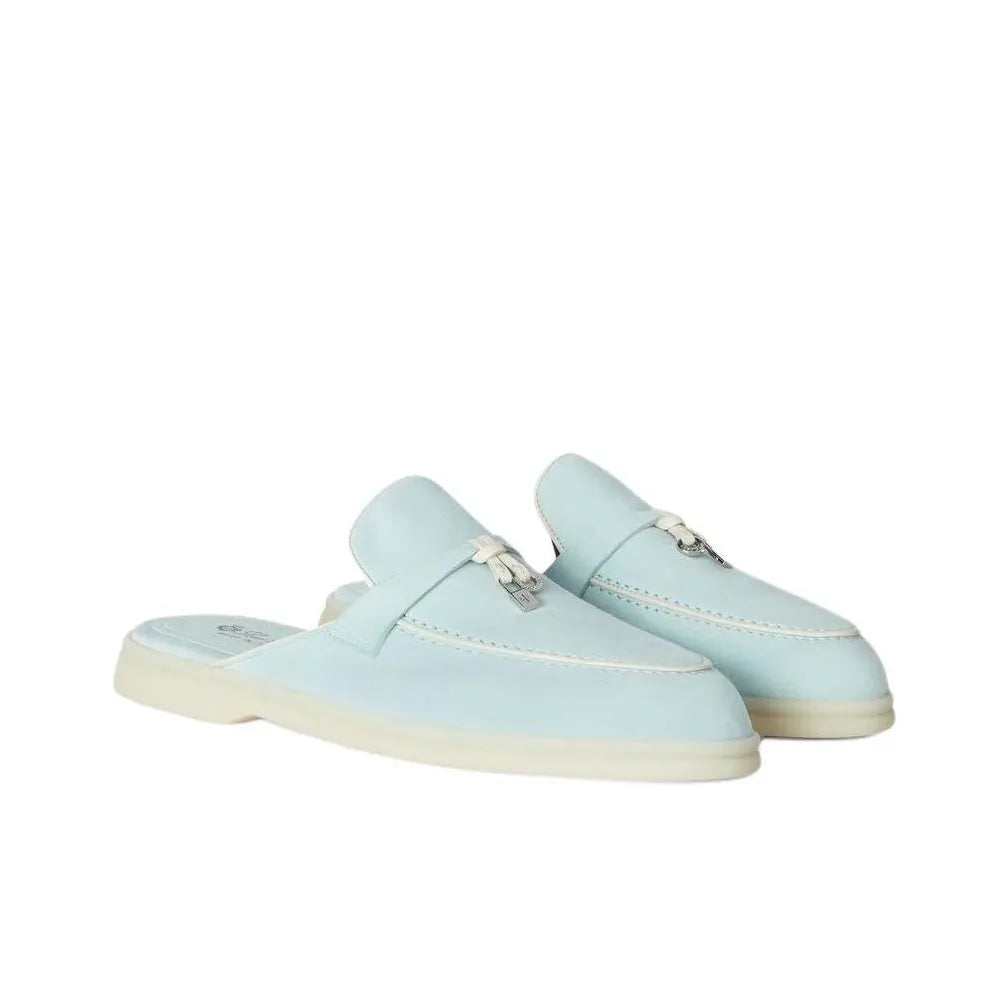 Loro Piana Suede Summer Light Blue Cut Mules