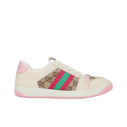 GUCCI Screener White Pink Low top Sneakers_Unique Store