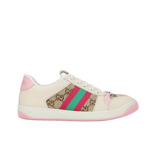GUCCI Screener White Pink Low top Sneakers_Unique Store
