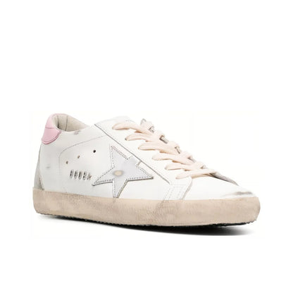 Golden Goose Super Star Nappa Sliver Star and Pink tab heel Sneakers