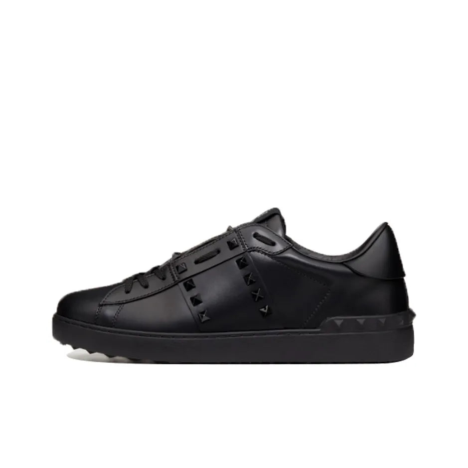 Valentino Garavani Black In Calfskin Leather With Black Tonal Studs Sneakers