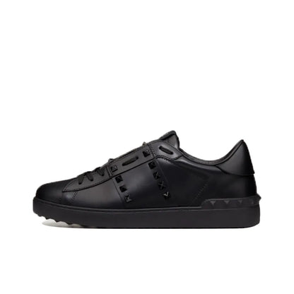 Valentino Garavani Black In Calfskin Leather With Black Tonal Studs Sneakers