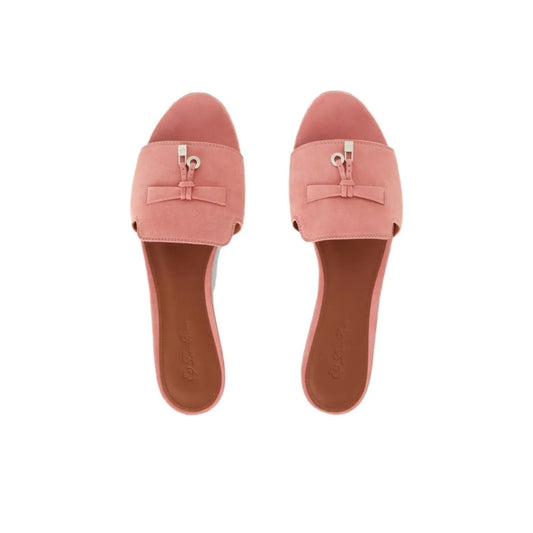 Loro Piana Summer Charms Pink Flat Mule