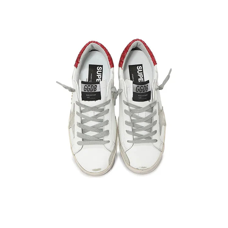 Golden Goose Super Star Nappa Star and Red Glitter tab heel Sneakers