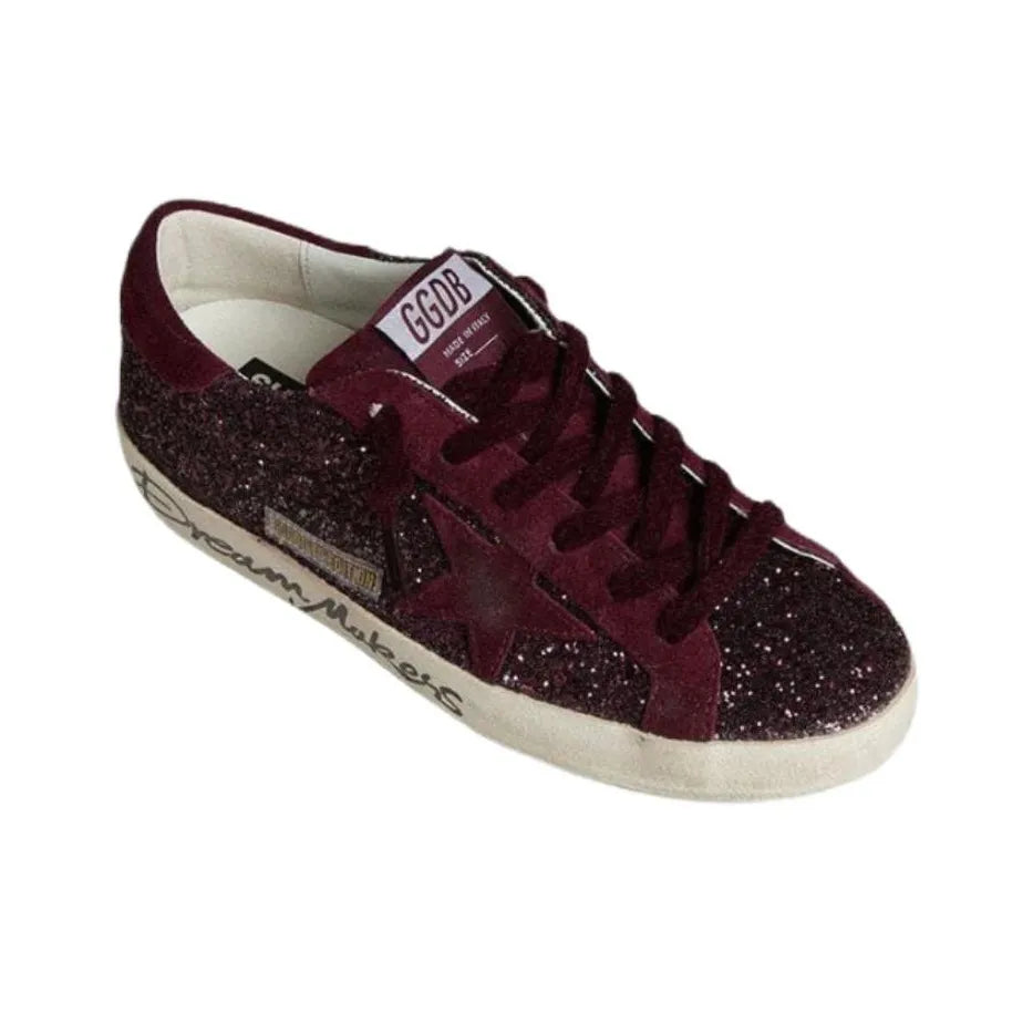 Golden Goose Super Star Dream Maker Burgyndy Glitter Sneakers