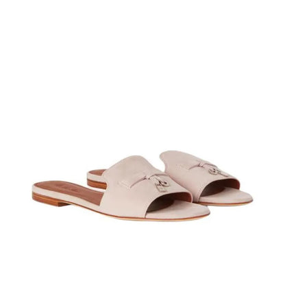 Loro Piana Summer Charms Beige Flat Mule