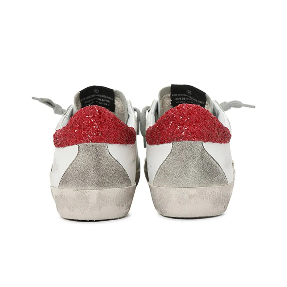 Golden Goose Super Star Nappa Star and Red Glitter tab heel Sneakers
