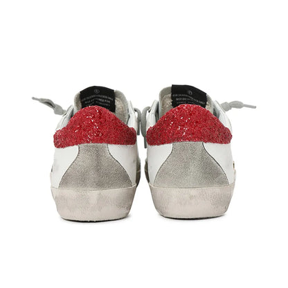 Golden Goose Super Star Nappa Star and Red Glitter tab heel Sneakers