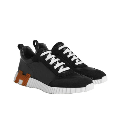 Hermès Bouncing Noir Blanc Étoupe Leather Sneakers