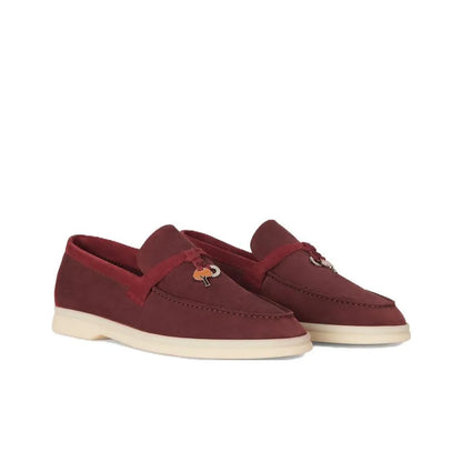 Loro Piana Summer Charms Walk Loafer Oxblood Suede