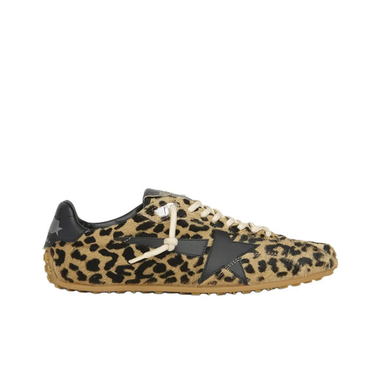 Golden Goose Marathon Speed Leopard Print Black Star Sneakers