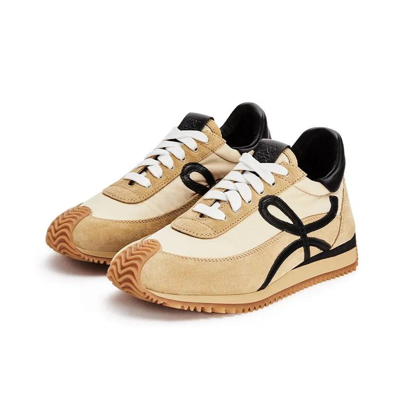 Loewe Flow Runner in nylon and suede Gold Black Sneakers