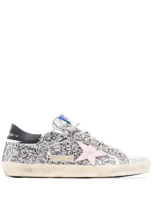 Golden Goose Super-Star sliver glitter pink star and black heel tab_Unique Store