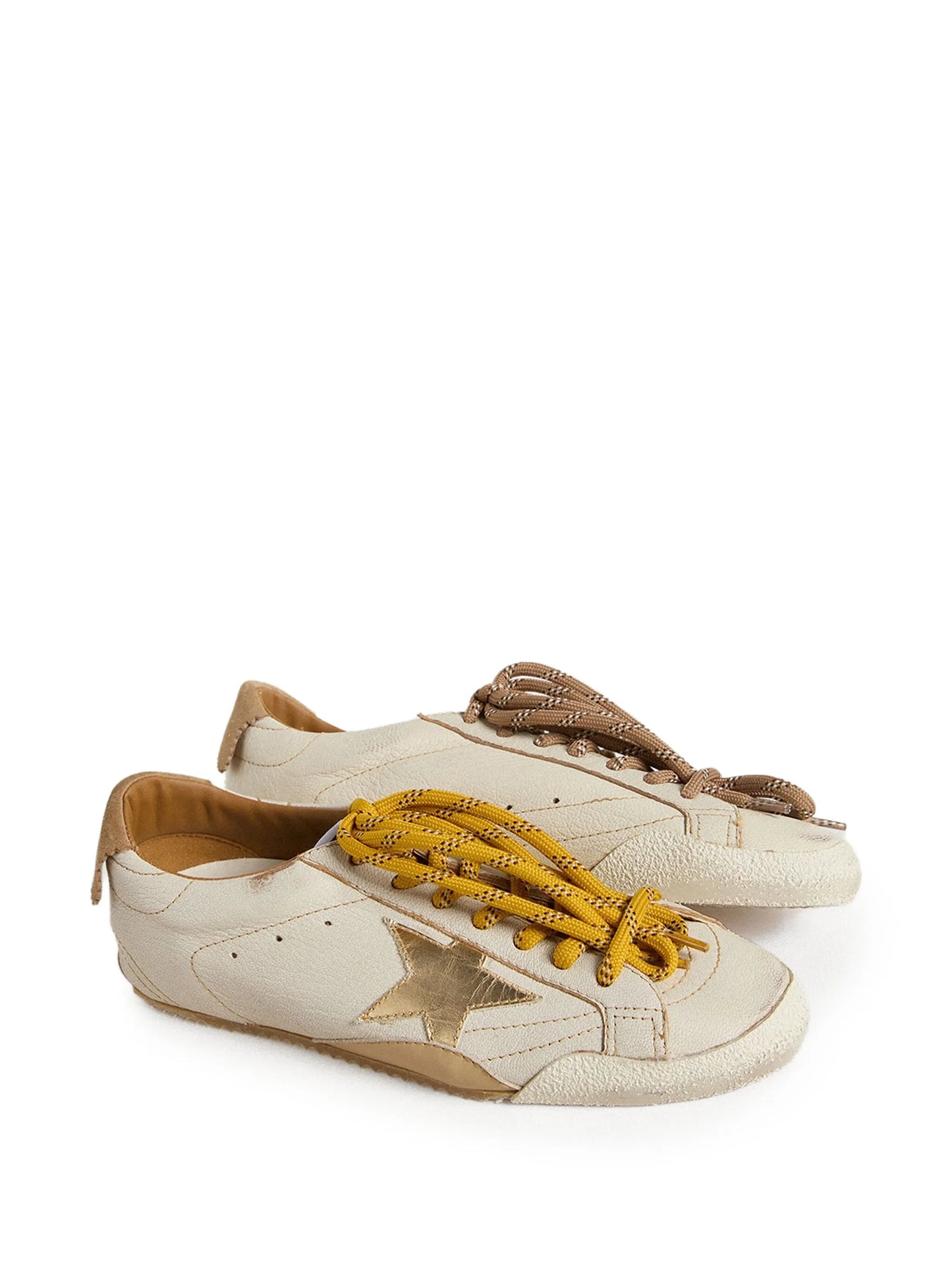 Golden Goose True-Star in nappa suede with gold star and platinum heel tab sneakers
