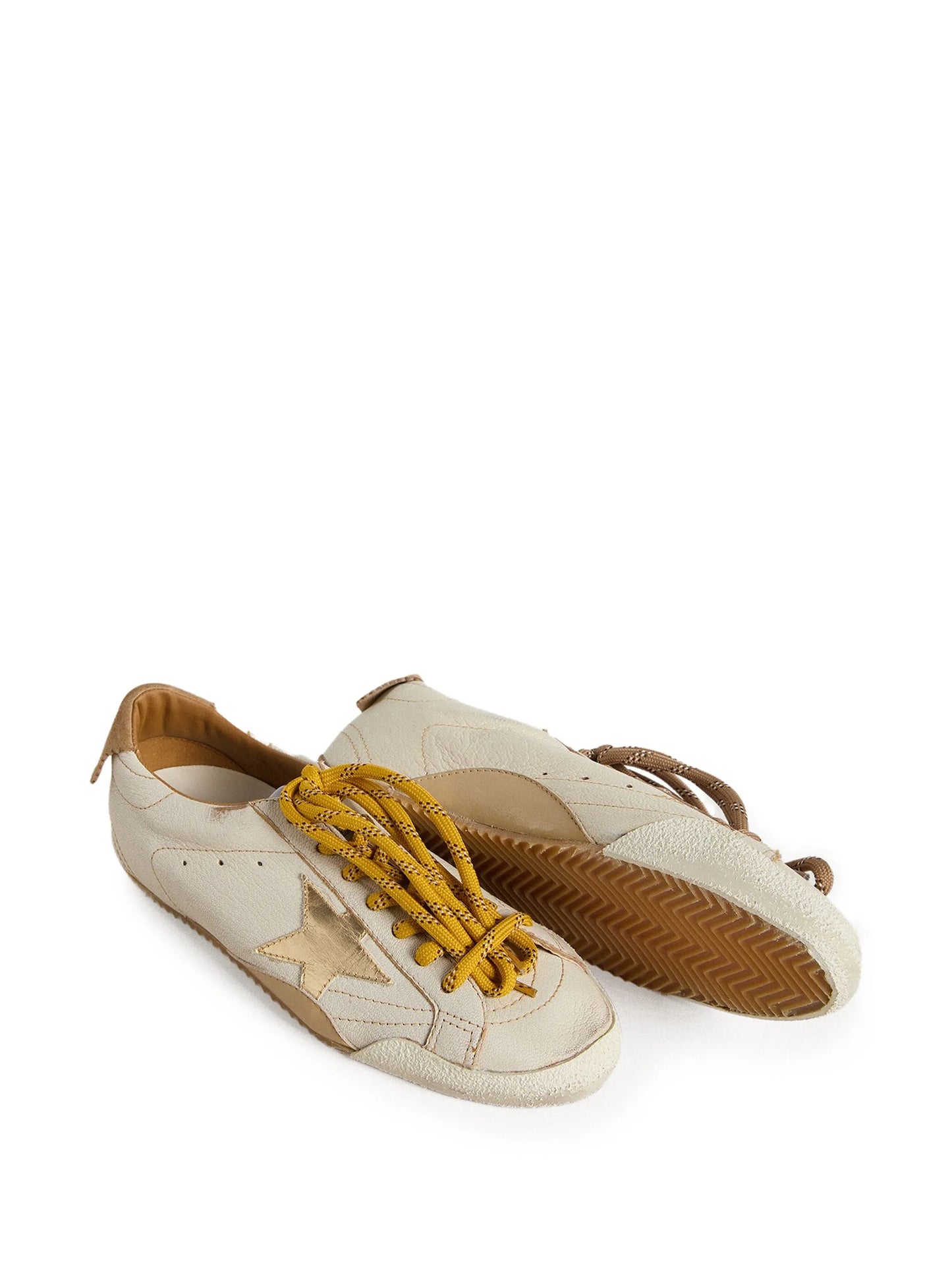 Golden Goose True-Star in nappa suede with gold star and platinum heel tab sneakers