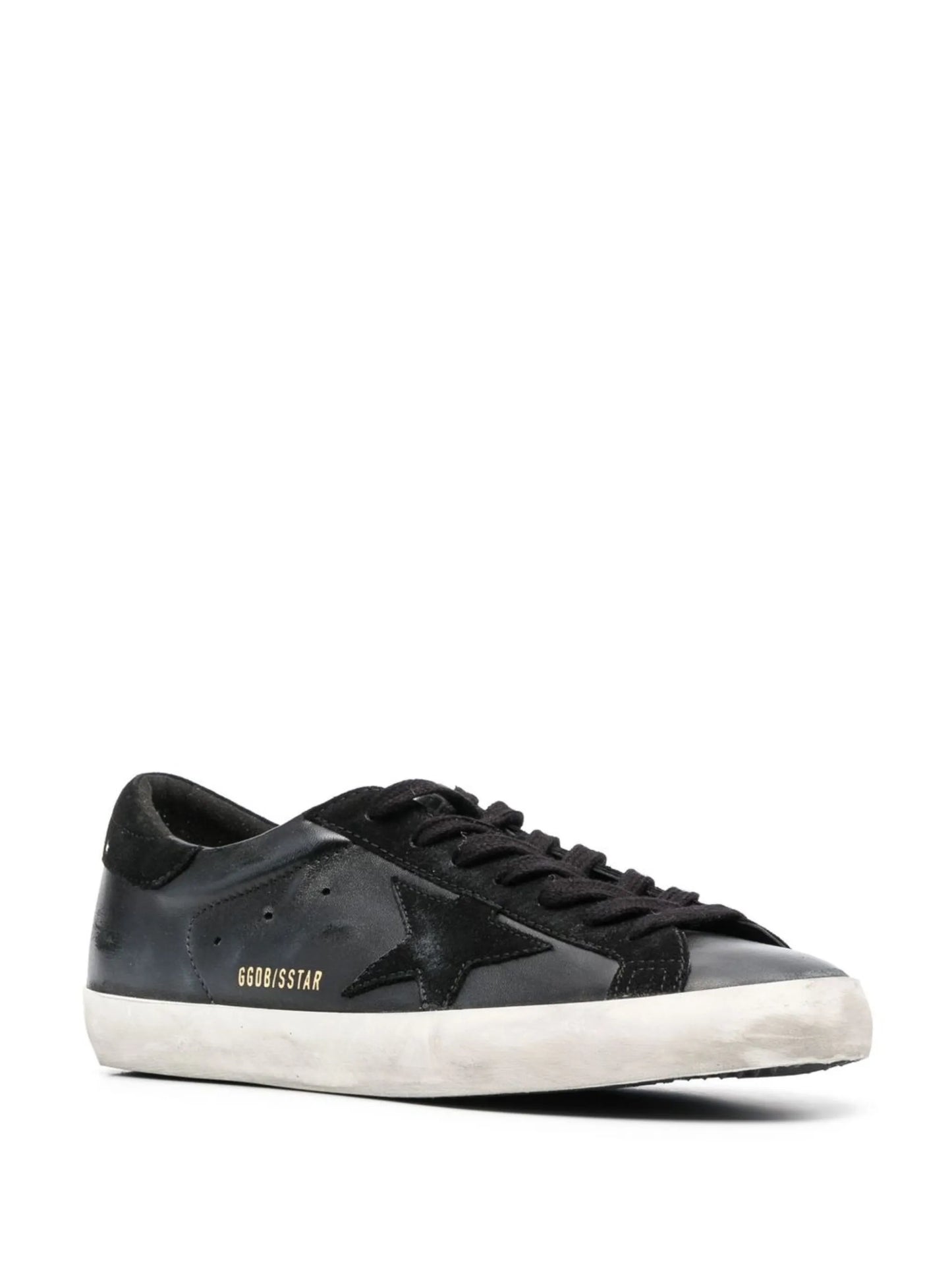 Golden Goose Super Star Black heel tab Sneakers with Black Glitter Star