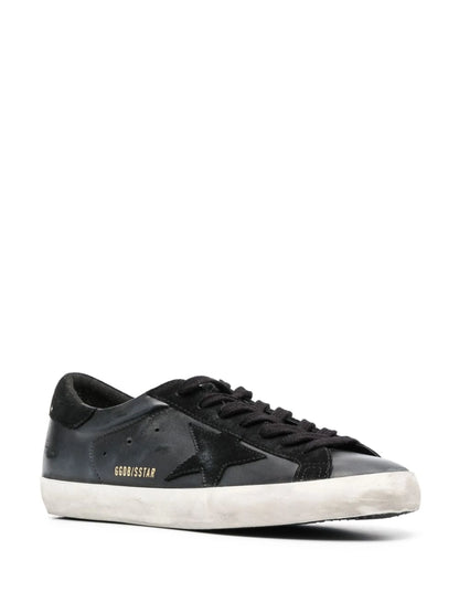 Golden Goose Super Star Black heel tab Sneakers with Black Glitter Star