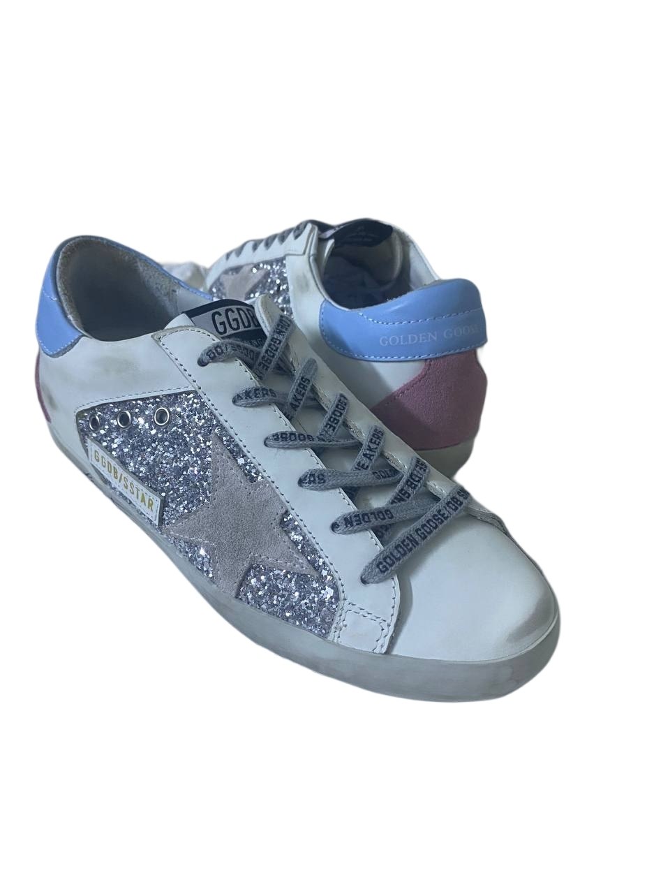 Golden Goose limited Super Star White Blue Pink Sneakers