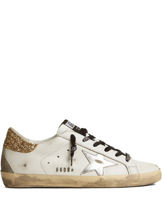 Golden Goose Super-Star with Sliver star and Gold Glitter heel tab Sneakers_Unique Store
