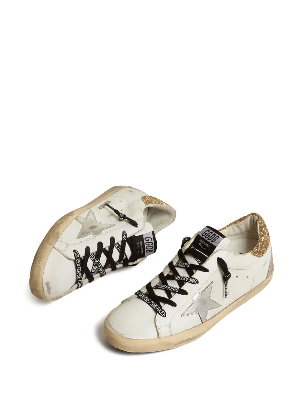 Golden Goose Super-Star with Sliver star and Gold Glitter heel tab Sneakers