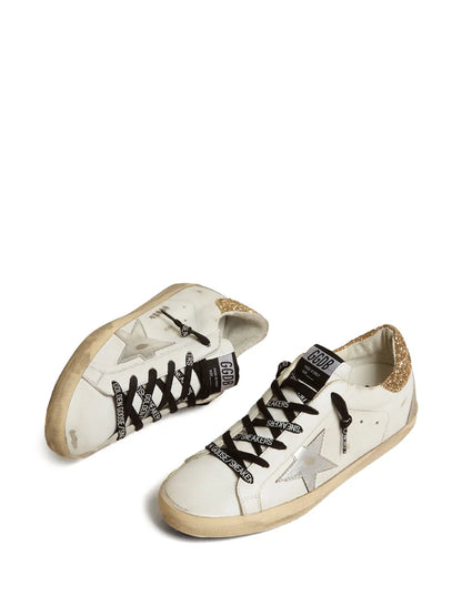 Golden Goose Super-Star with Sliver star and Gold Glitter heel tab Sneakers