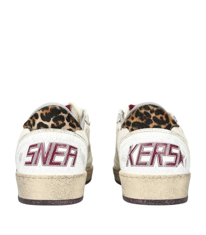 Golden Goose Ball Star white leather leopard print pony skin star and matching heel tab