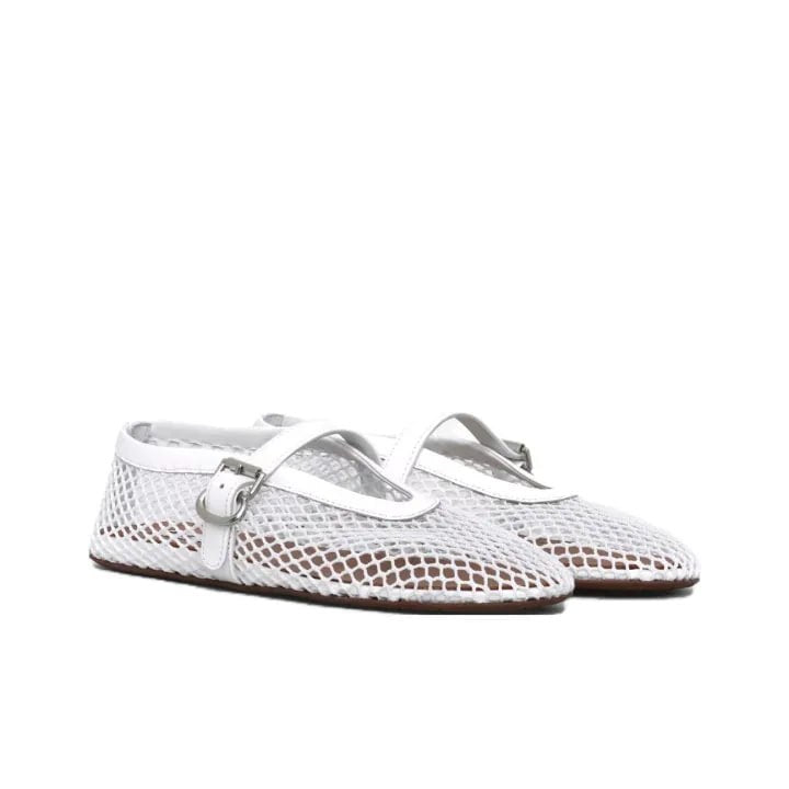 Alaia Fishnet Ballet Flats Optic White