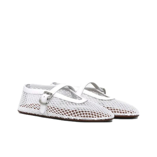Alaia Fishnet Ballet Flats Optic White