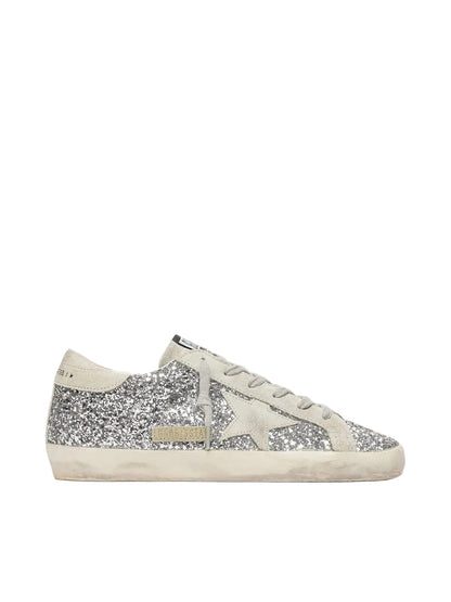 Golden Goose Super-Star in silver glitter with ice-gray suede star_Unique Store