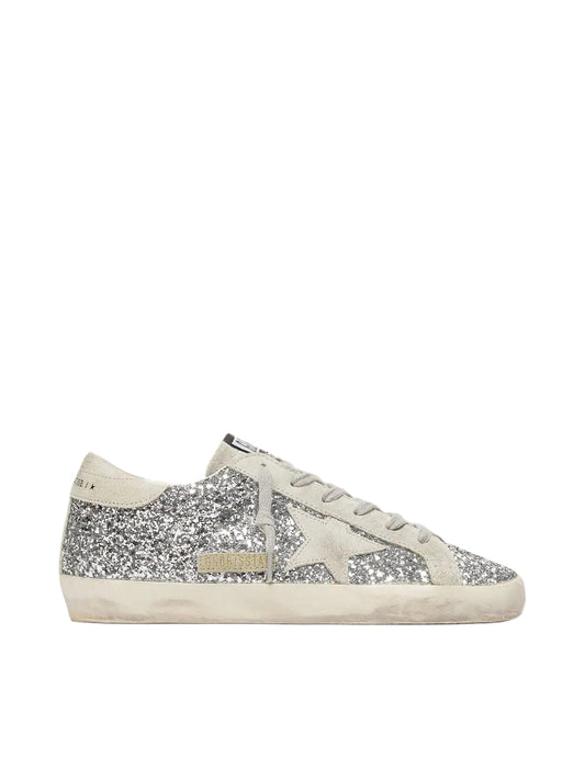 Golden Goose Super-Star in silver glitter with ice-gray suede star_Unique Store