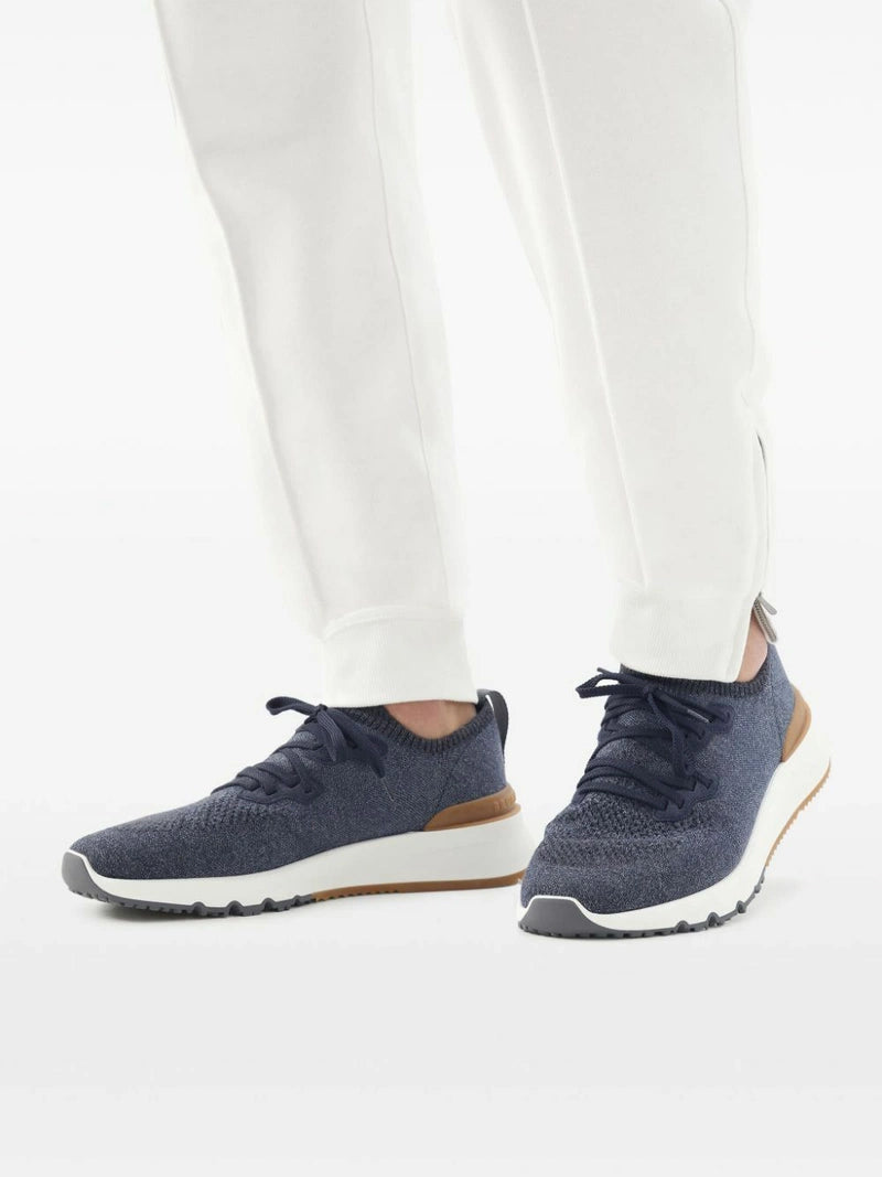 Brunello Cucinelli Cotton Chiné Knit blue